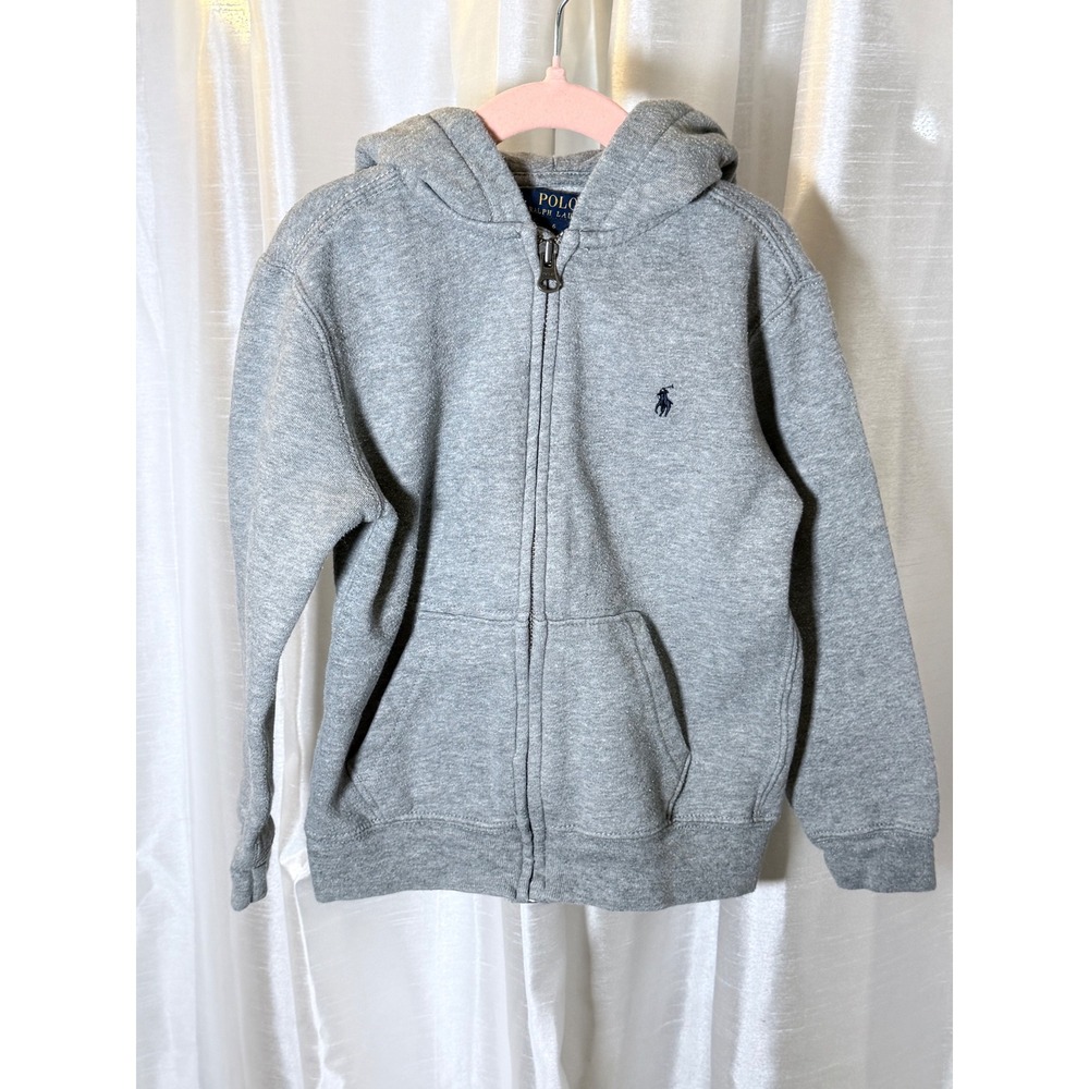 Polo Ralph Lauren Hoodie Kids Size 6 Gray Full Zip Fleece Pony Logo